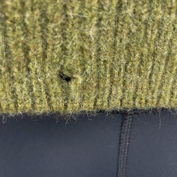 MONTAGUT VTG Wool Boxy Button up Ruffled Velevet Suede Green Cardigan s S-M - Picture 9 of 11